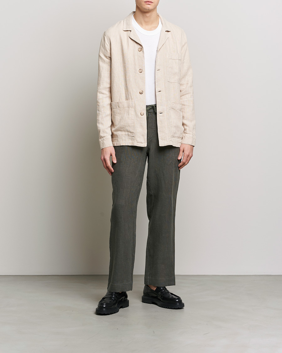 Herren | Hemden | A Day's March | Bangher Linen Overshirt Oyster
