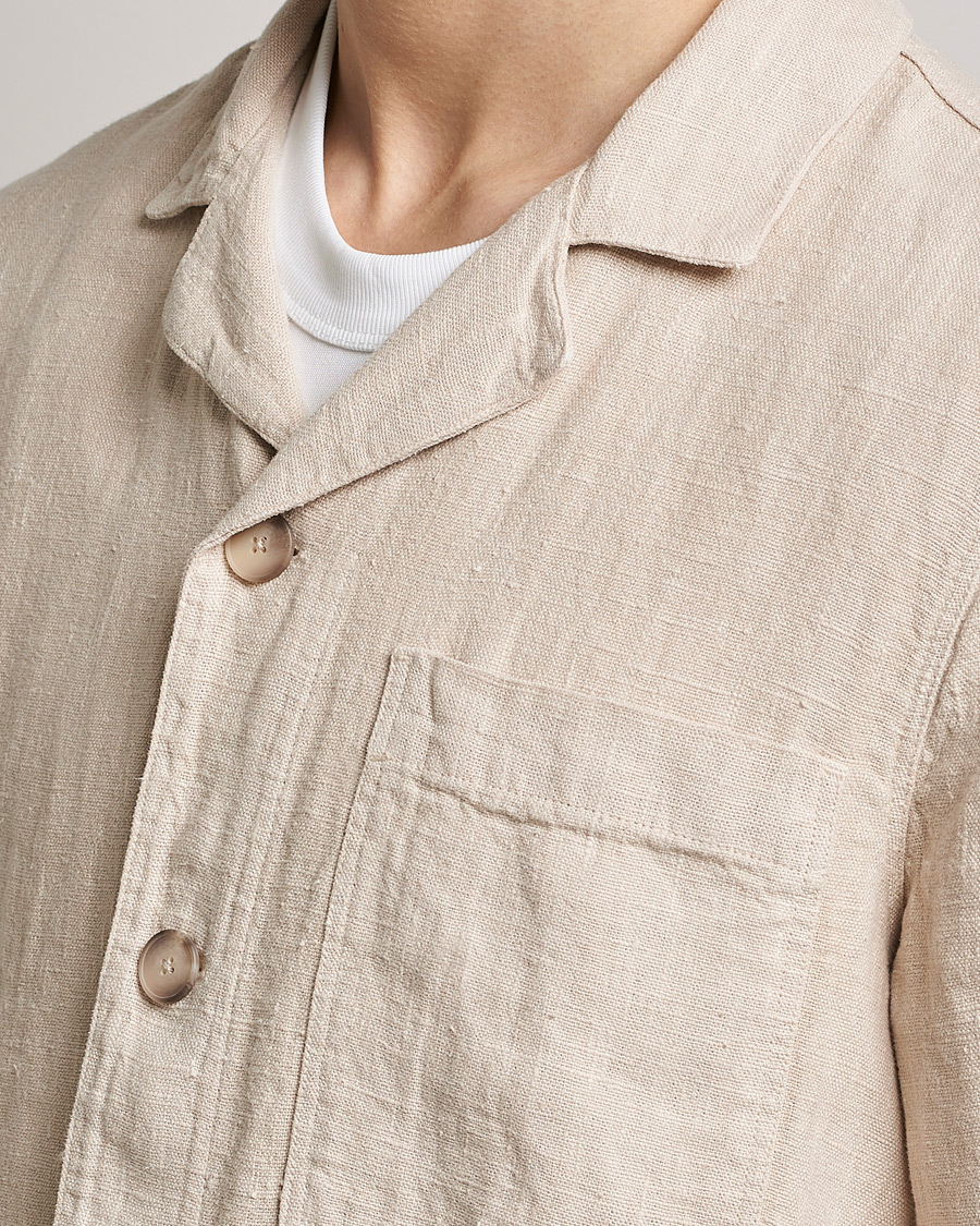 Herren | Hemden | A Day's March | Bangher Linen Overshirt Oyster