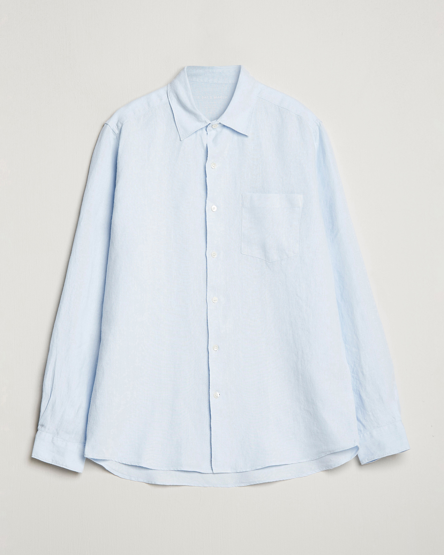 Herren | Hemden | A Day's March | Abu Linen Shirt Light Blue