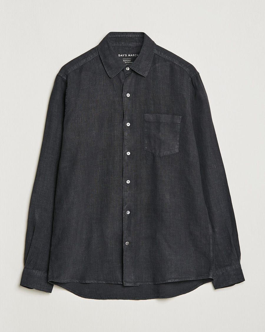 Herren | Hemden | A Day's March | Abu Linen Shirt Off Black