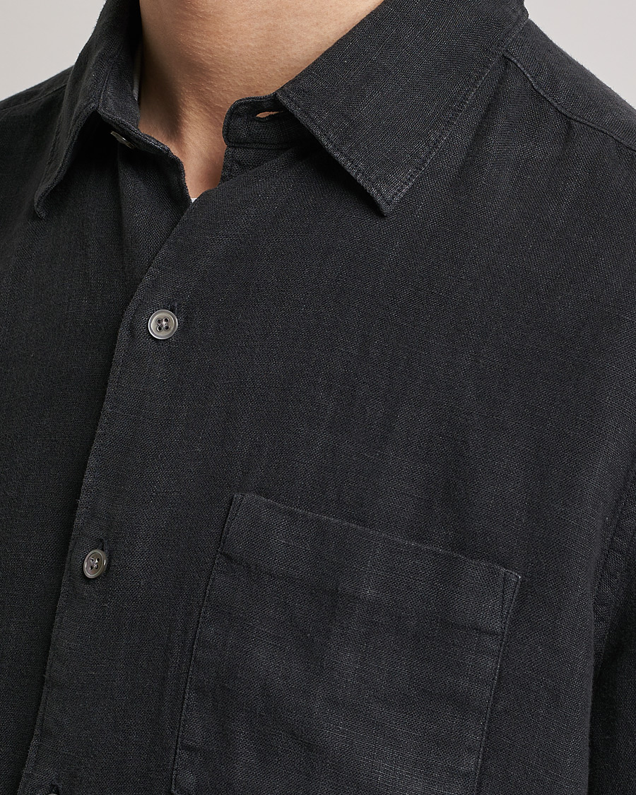 Herren | Hemden | A Day's March | Abu Linen Shirt Off Black
