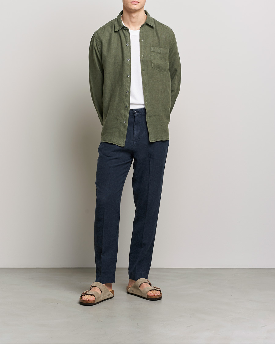 Herren | Hemden | A Day's March | Abu Linen Shirt Seaweed