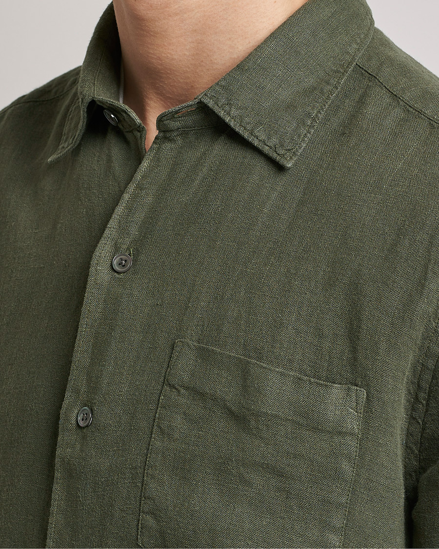 Herren | Hemden | A Day's March | Abu Linen Shirt Seaweed