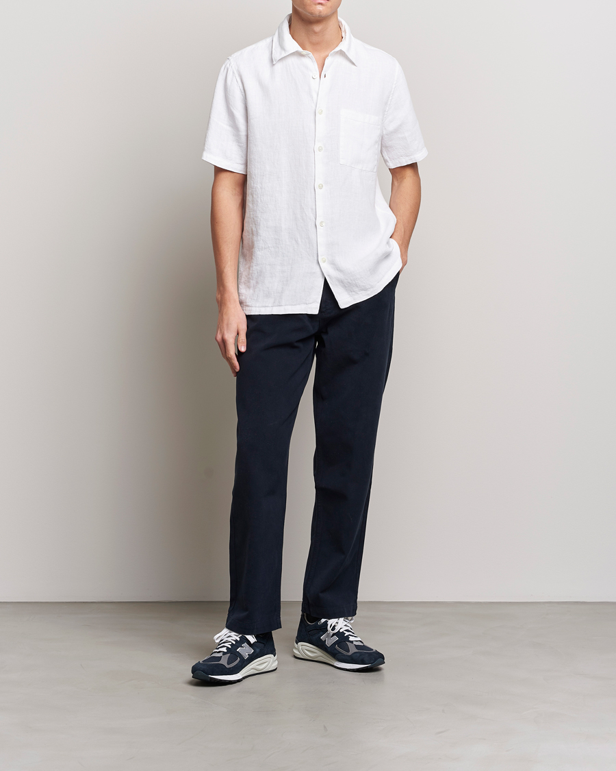 Herren | Hemden | A Day's March | Khito Short Sleeve Linen Shirt White