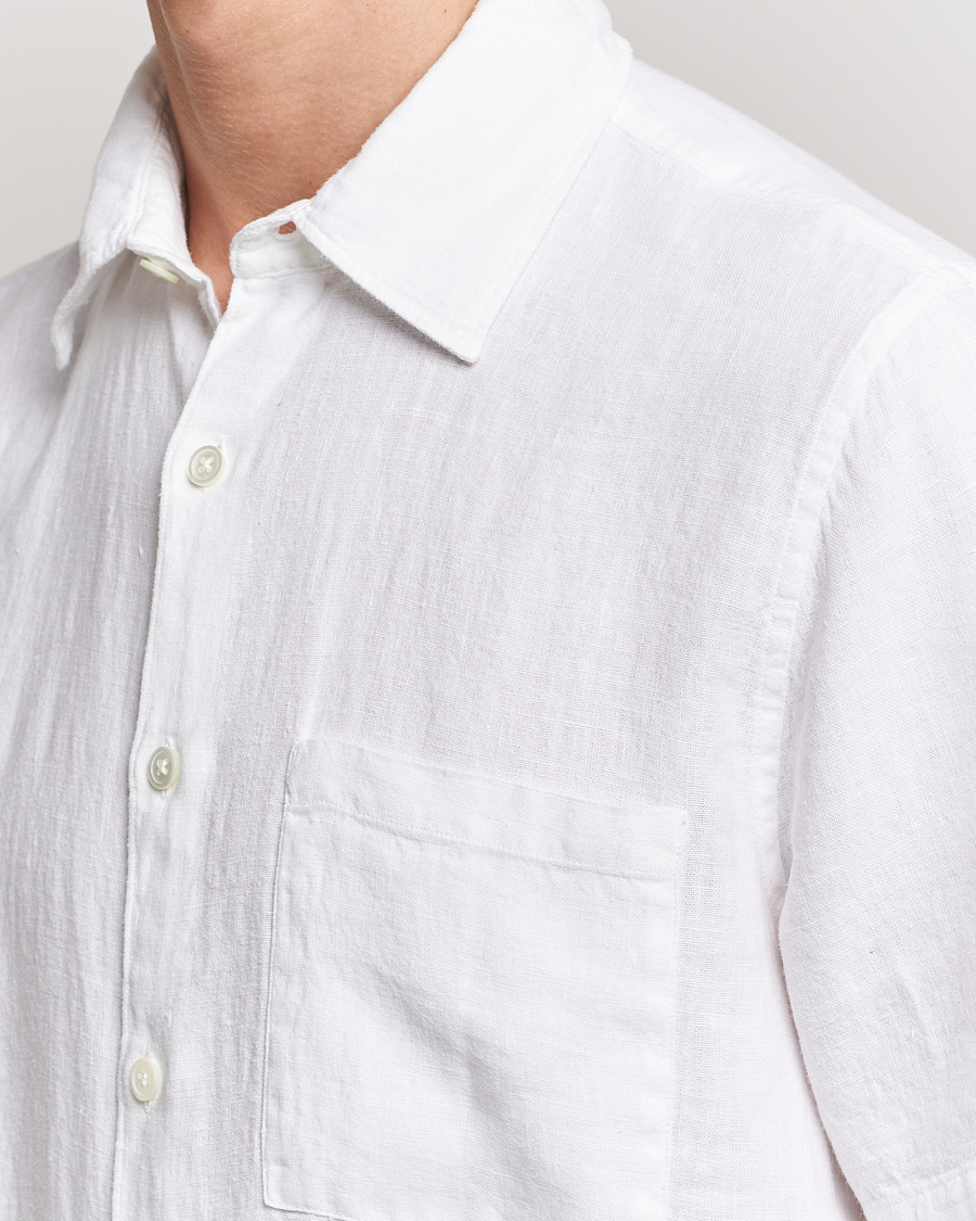Herren | Hemden | A Day's March | Khito Short Sleeve Linen Shirt White