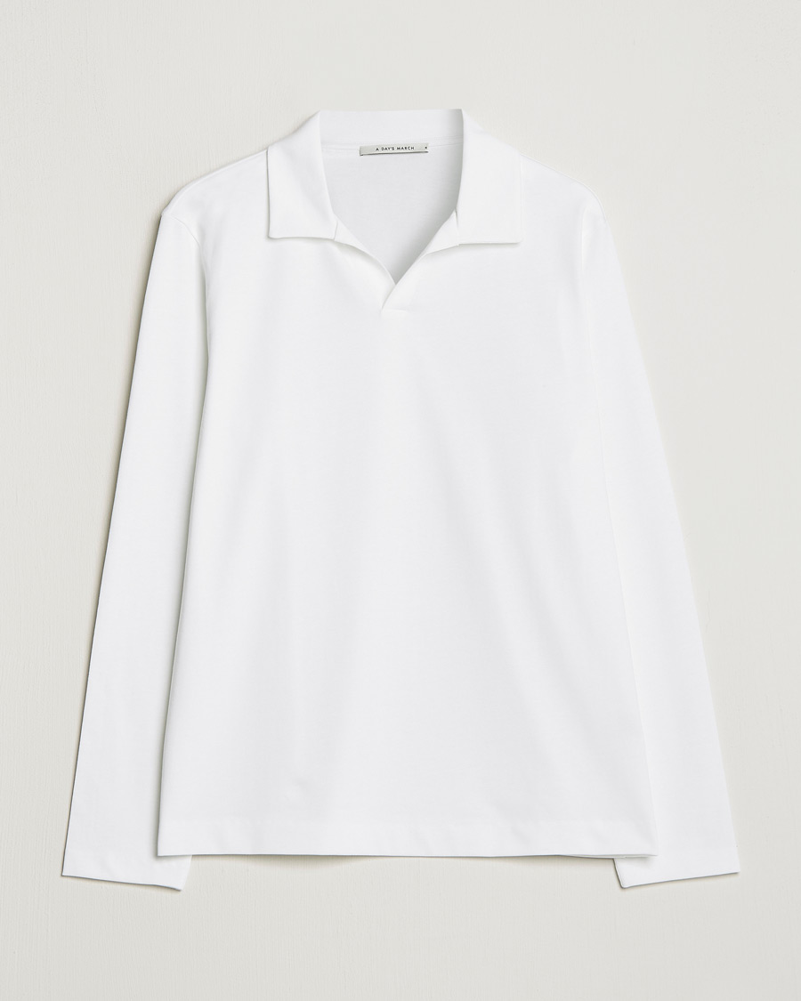 Herren | Pullover | A Day's March | Branford Long Sleeve Jersey Polo Off White