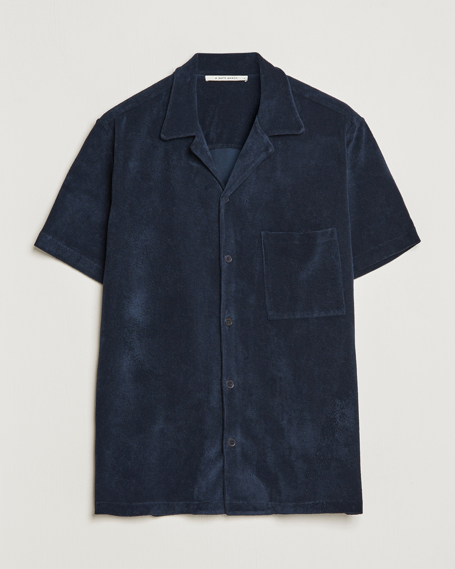 Herren | Hemden | A Day's March | Yamu Short Sleeve Terry Shirt Navy