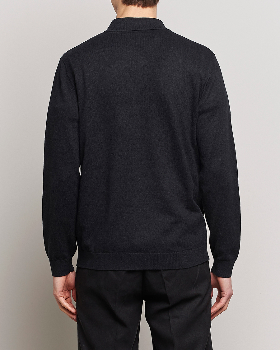 Herren | Poloshirts | A Day's March | Manol Cotton Linen Polo Black