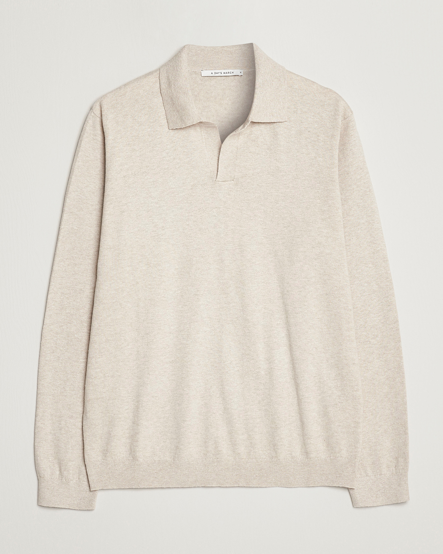 Herren | Poloshirts | A Day's March | Manol Cotton Linen Polo Sand Melange