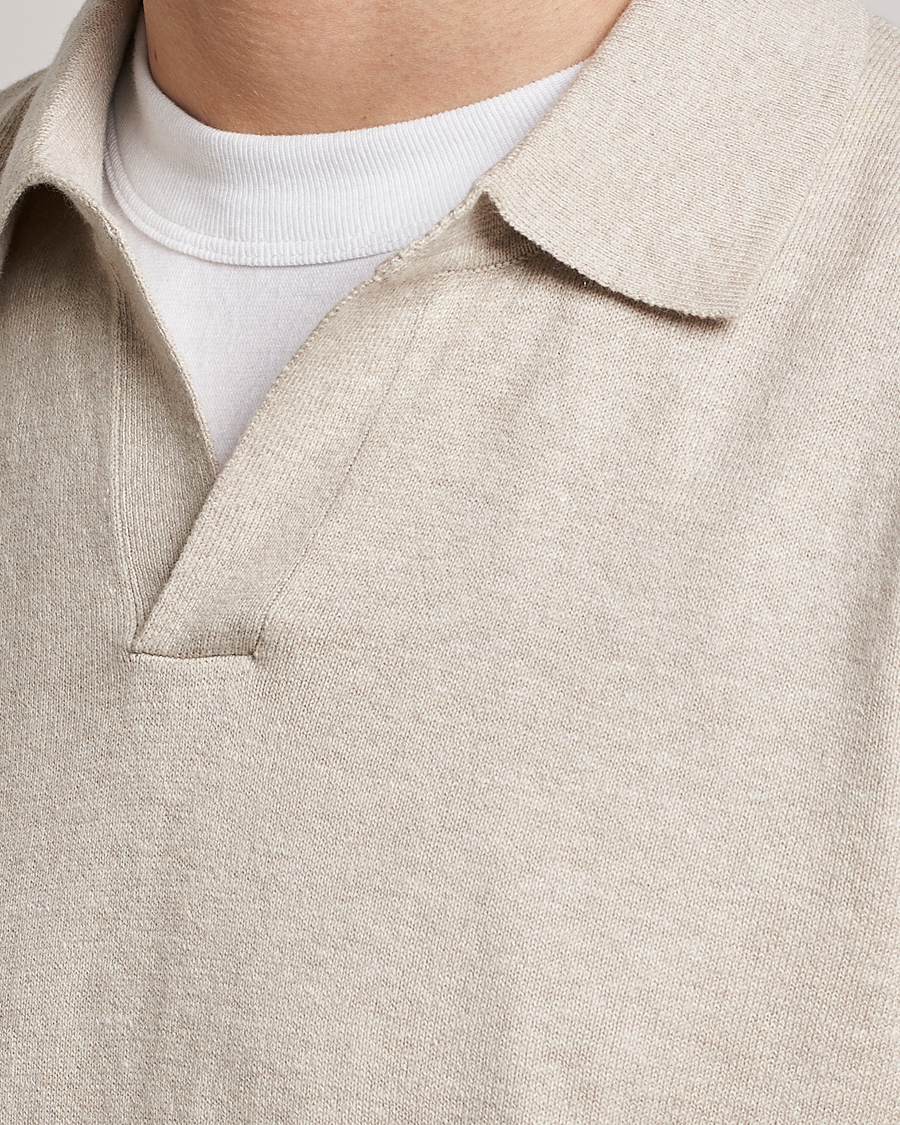 Herren | Poloshirts | A Day's March | Manol Cotton Linen Polo Sand Melange