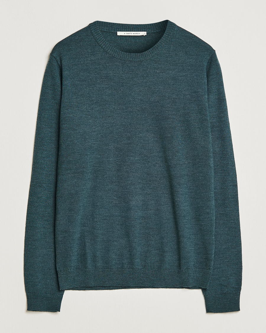 Herren | Pullover | A Day's March | Alagon Merino Crew Pine mel