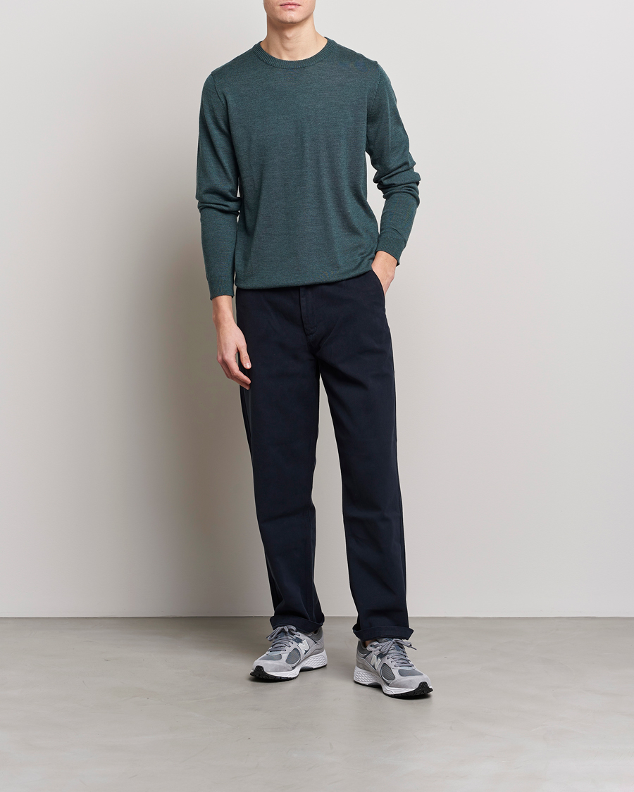 Herren | Pullover | A Day's March | Alagon Merino Crew Pine mel
