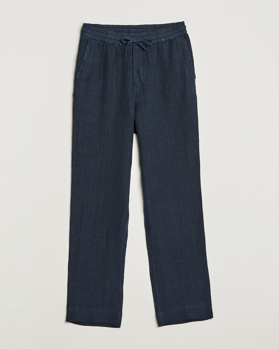 Herren | Hosen | A Day's March | Tamait Drawstring Linen Trousers Navy