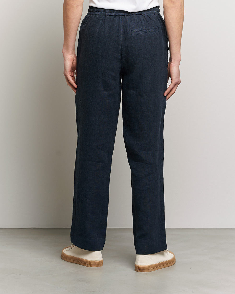 Herren | Hosen | A Day's March | Tamait Drawstring Linen Trousers Navy