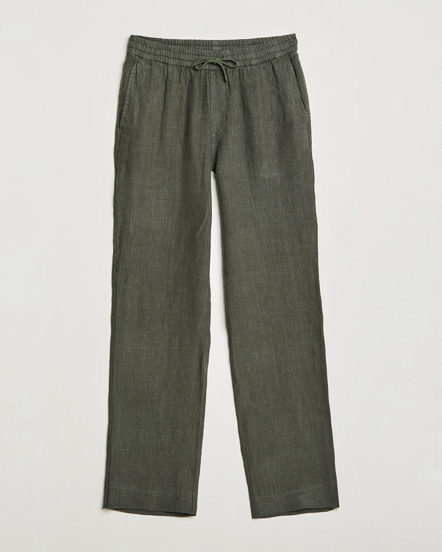 Herren | Hosen | A Day's March | Tamait Drawstring Linen Trousers Olive