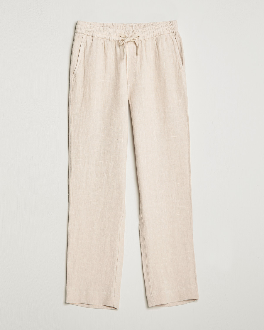 Herren | Hosen | A Day's March | Tamait Drawstring Linen Trousers Oyster