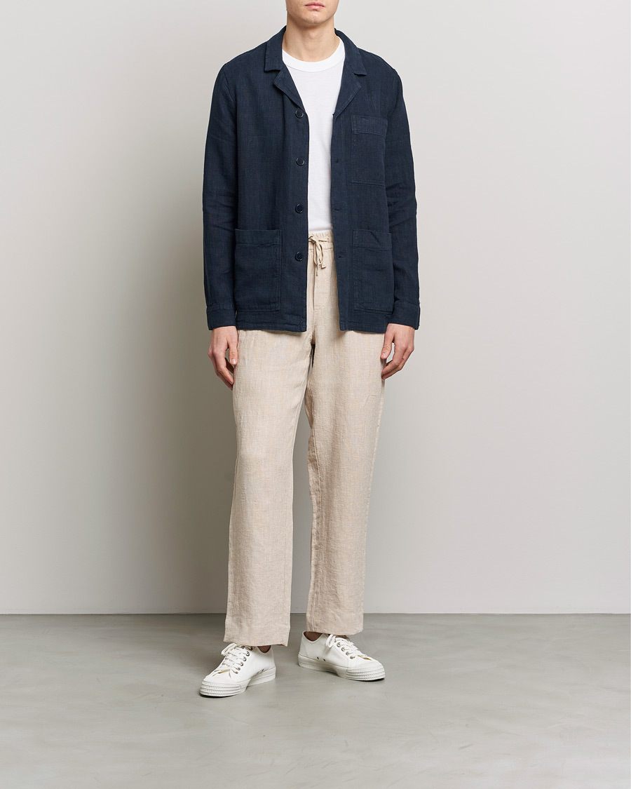 Herren | Hosen | A Day's March | Tamait Drawstring Linen Trousers Oyster