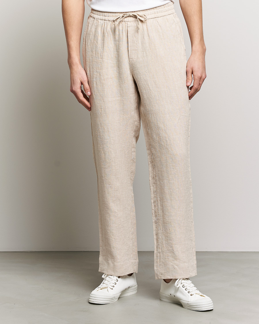Herren | Hosen | A Day's March | Tamait Drawstring Linen Trousers Oyster