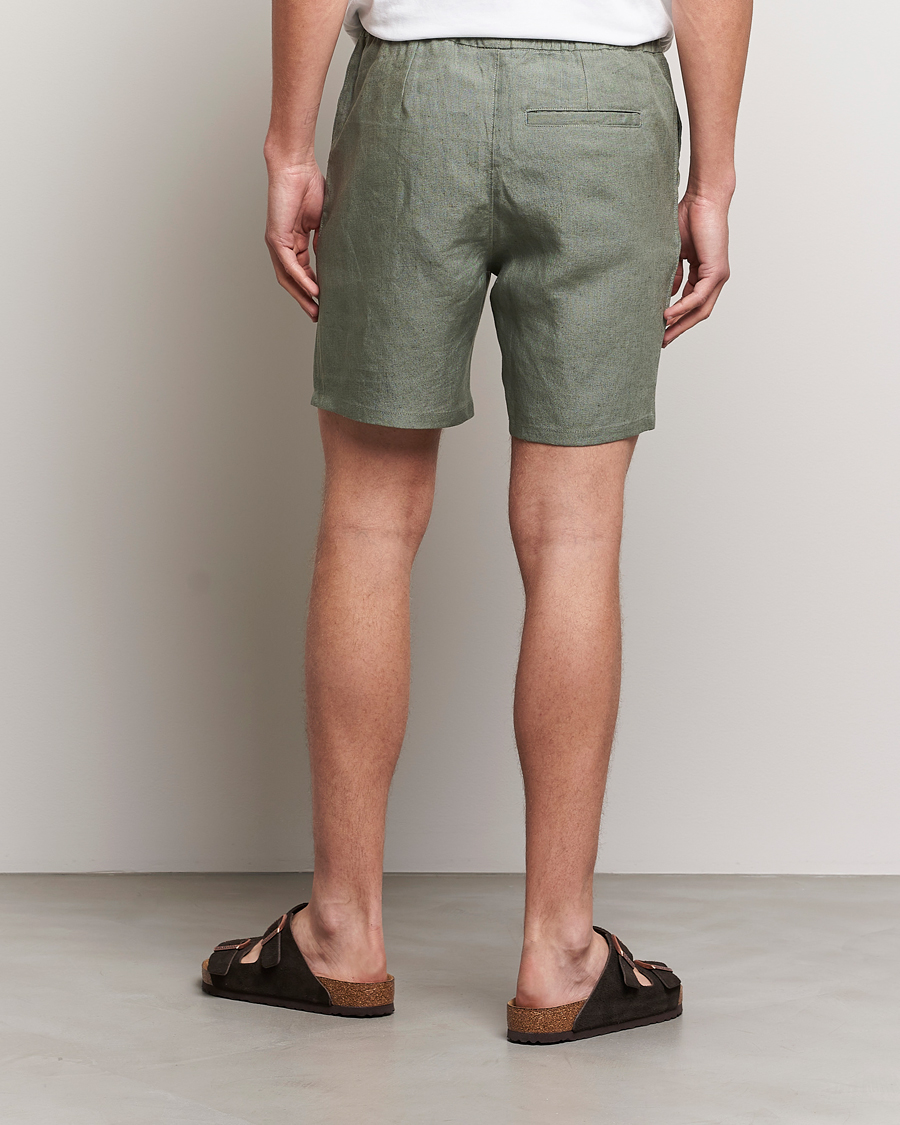 Herren | Shorts | A Day's March | Ipu Drawstring Linen Shorts Dusty Green