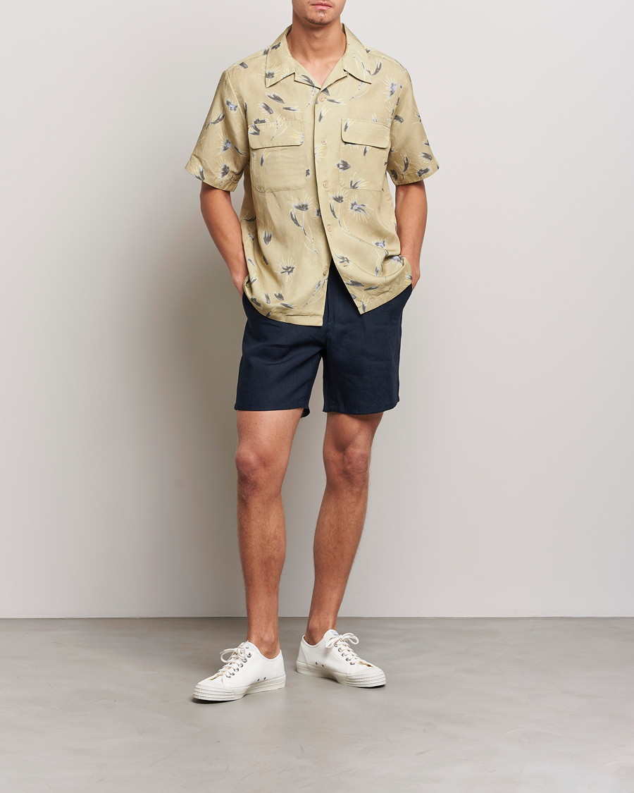 Herren | Shorts | A Day's March | Ipu Drawstring Linen Shorts Navy
