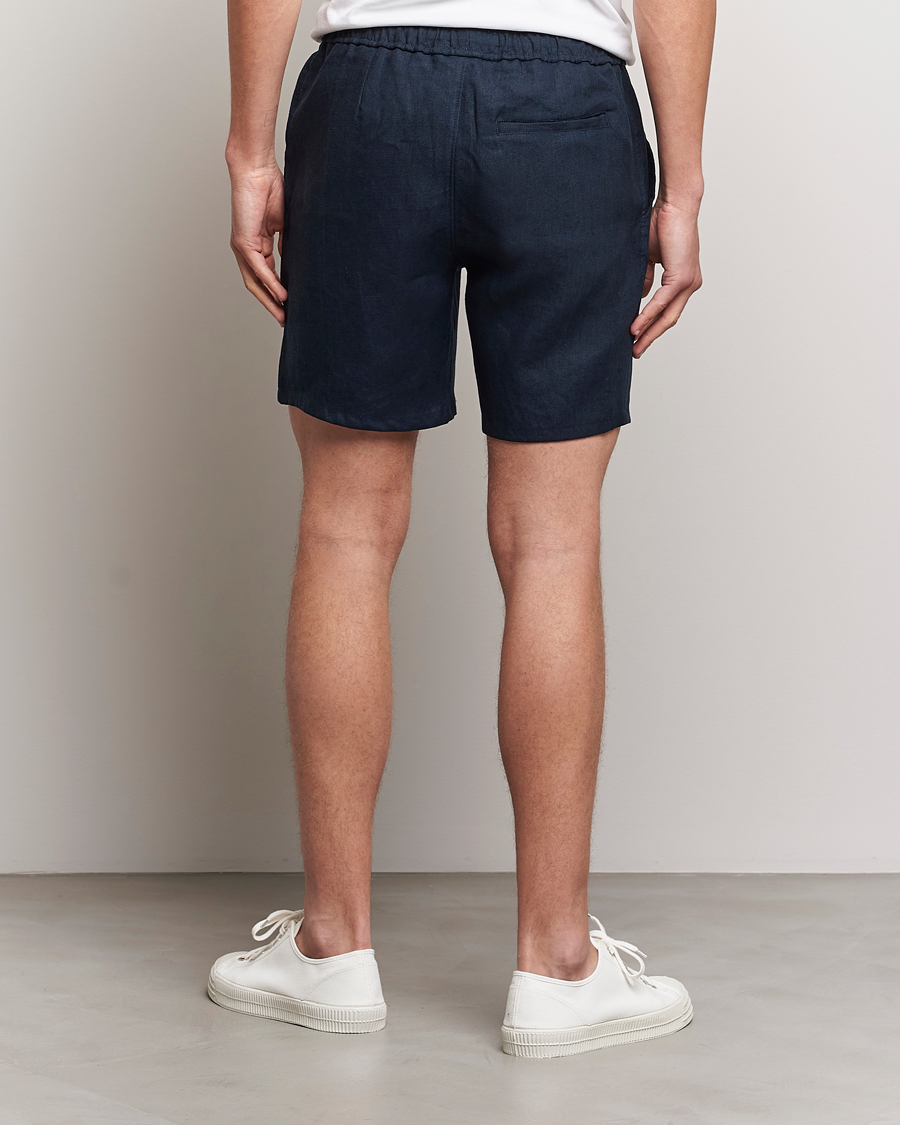 Herren | Shorts | A Day's March | Ipu Drawstring Linen Shorts Navy