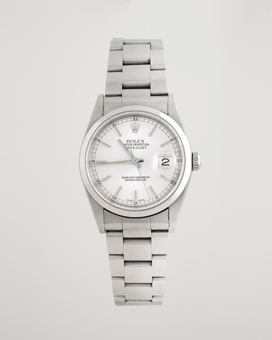 Herren | Rolex Pre-Owned Datejust 16200 Oyster Perpetual Steel Silver | Rolex Pre-Owned | Datejust 16200 Oyster Perpetual Steel Silver
