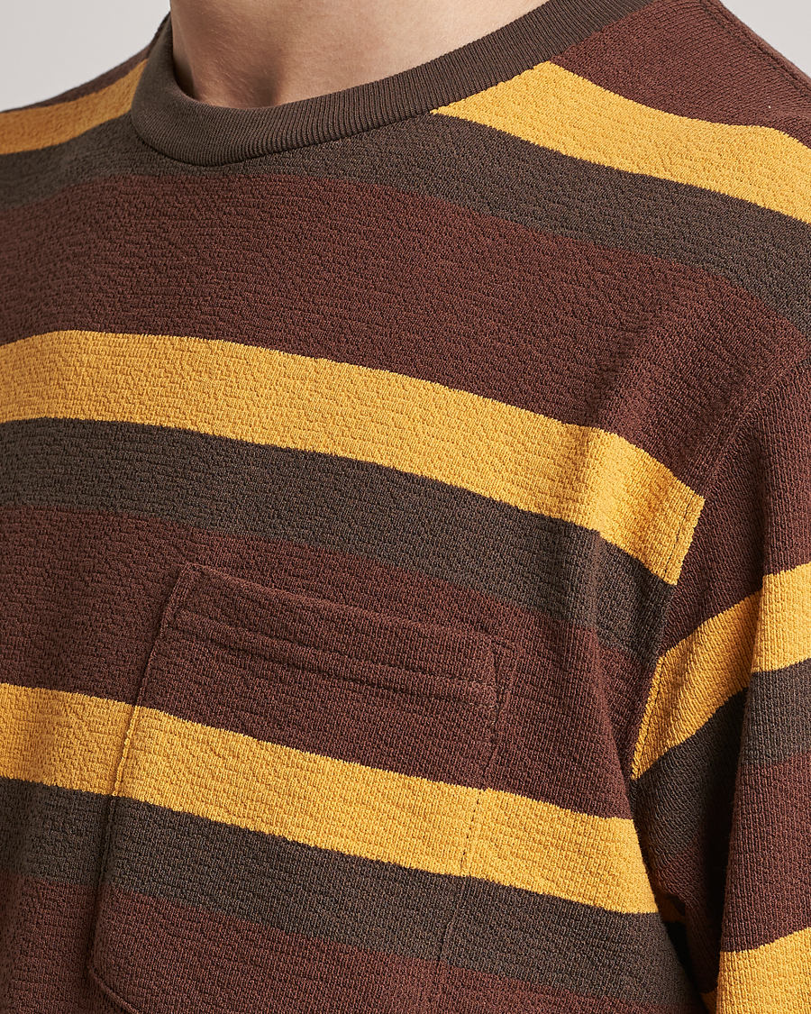 Herren | T-Shirts | BEAMS PLUS | Long Sleeve Striped Pocket Tee Brown