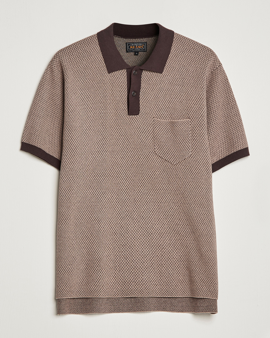 Herren | Poloshirts | BEAMS PLUS | Two-Tone Jacquard Polo Brown