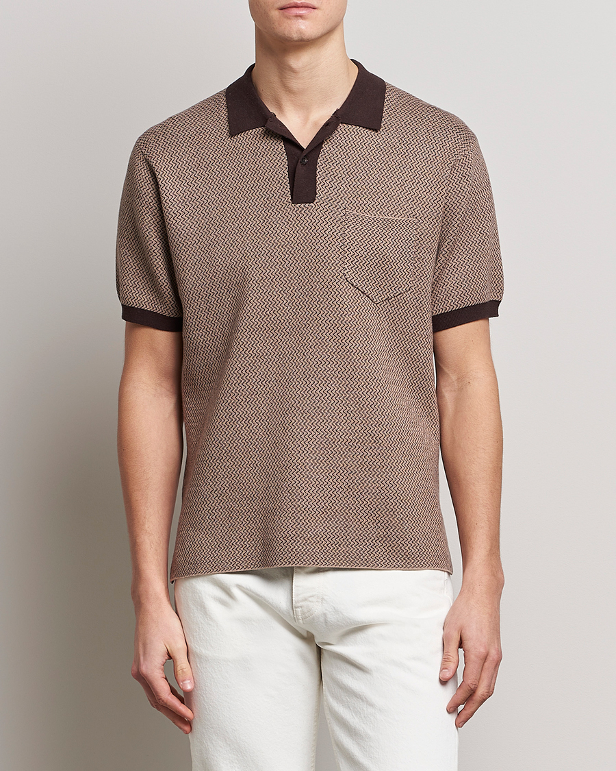 Herren | Poloshirts | BEAMS PLUS | Two-Tone Jacquard Polo Brown