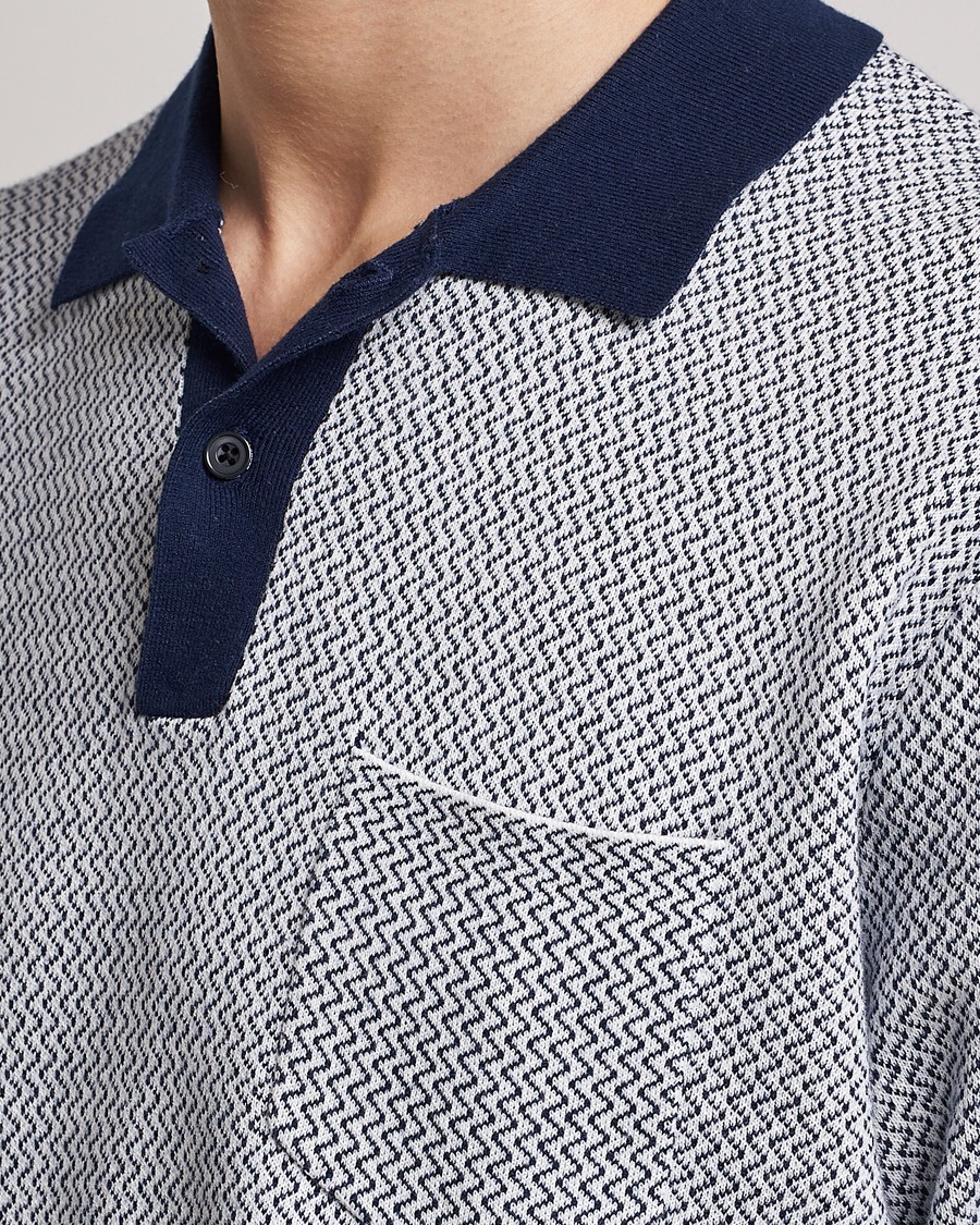 Herren | Poloshirts | BEAMS PLUS | Two-Tone Jacquard Polo Navy