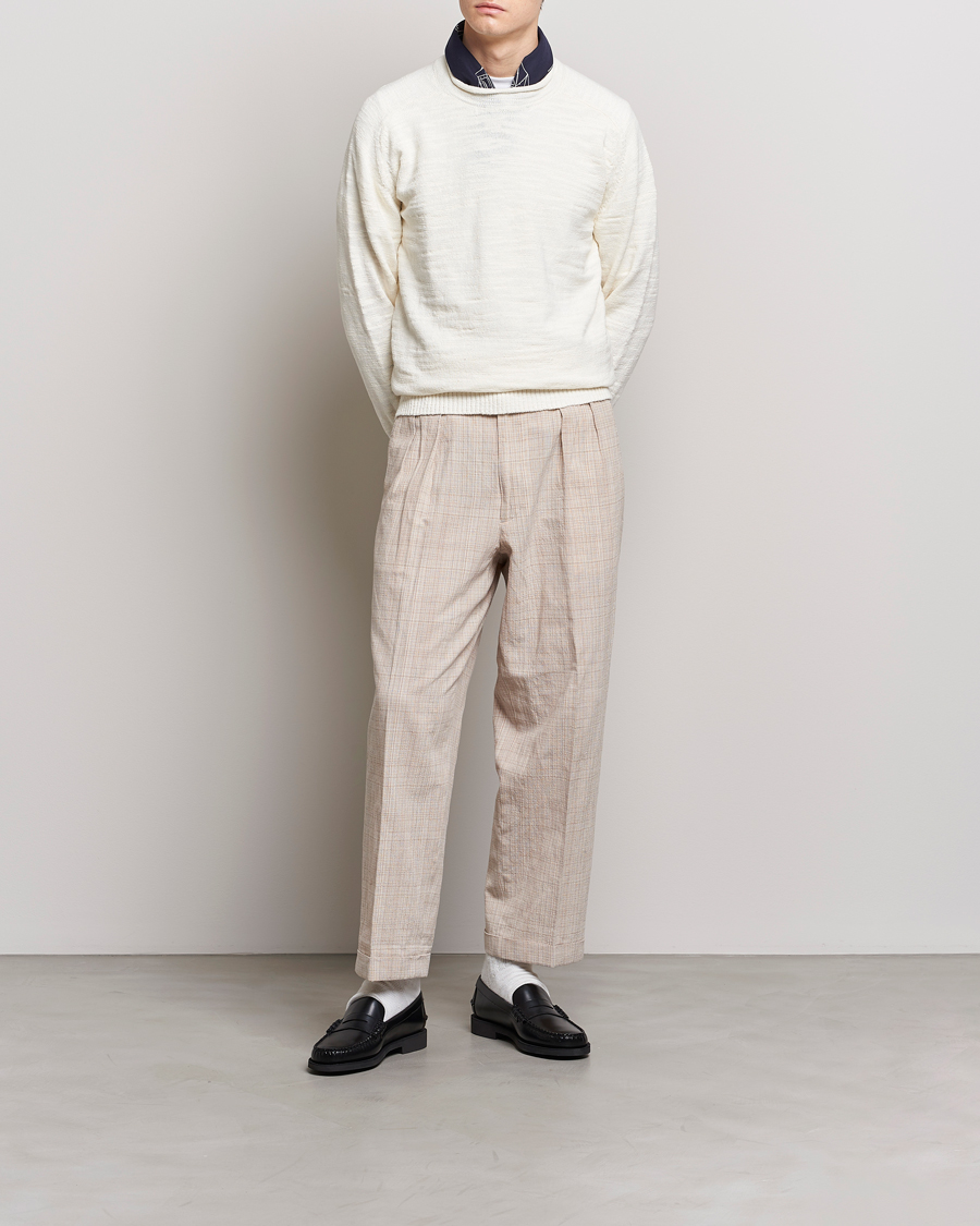Herren | Pullover | BEAMS PLUS | Linen Crew Neck Sweater White