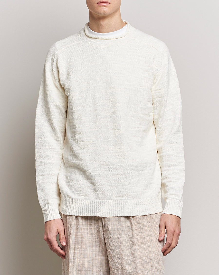 Herren | Pullover | BEAMS PLUS | Linen Crew Neck Sweater White