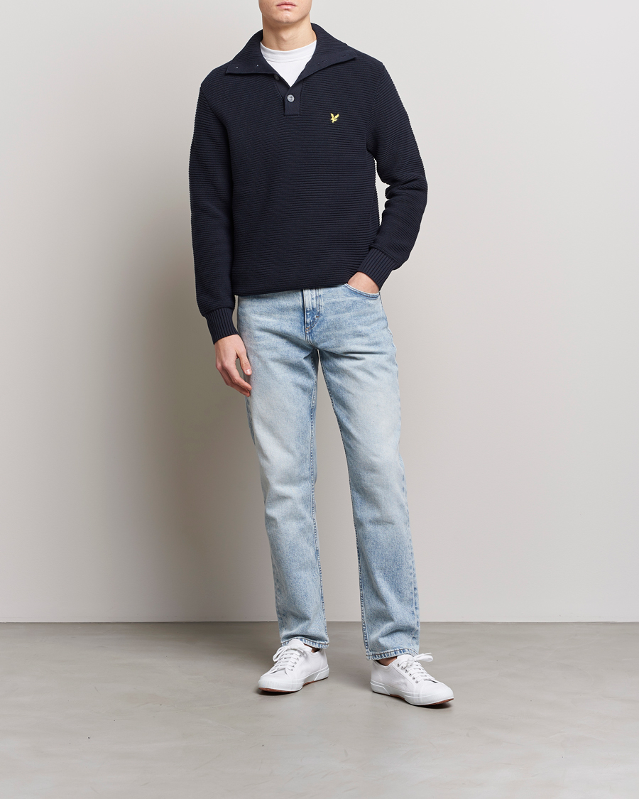 Herren | Pullover | Lyle & Scott | Chunky Ribbed Button Knit Dark Navy