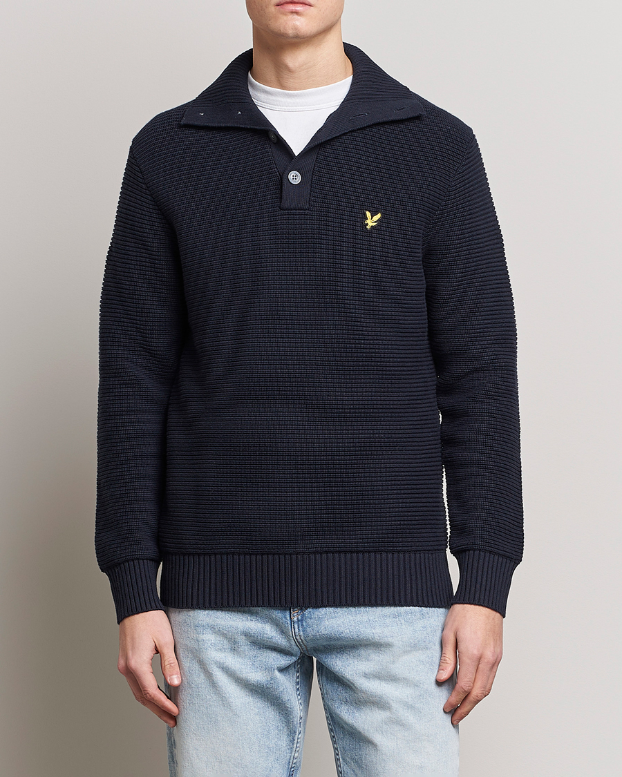 Herren | Pullover | Lyle & Scott | Chunky Ribbed Button Knit Dark Navy
