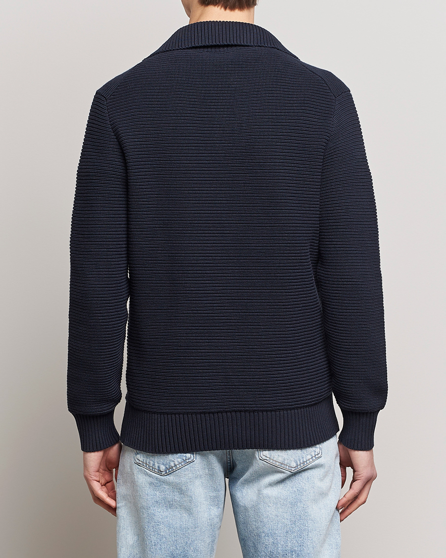 Herren | Pullover | Lyle & Scott | Chunky Ribbed Button Knit Dark Navy
