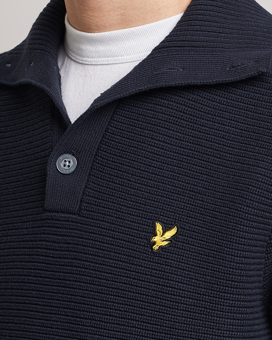 Herren | Pullover | Lyle & Scott | Chunky Ribbed Button Knit Dark Navy