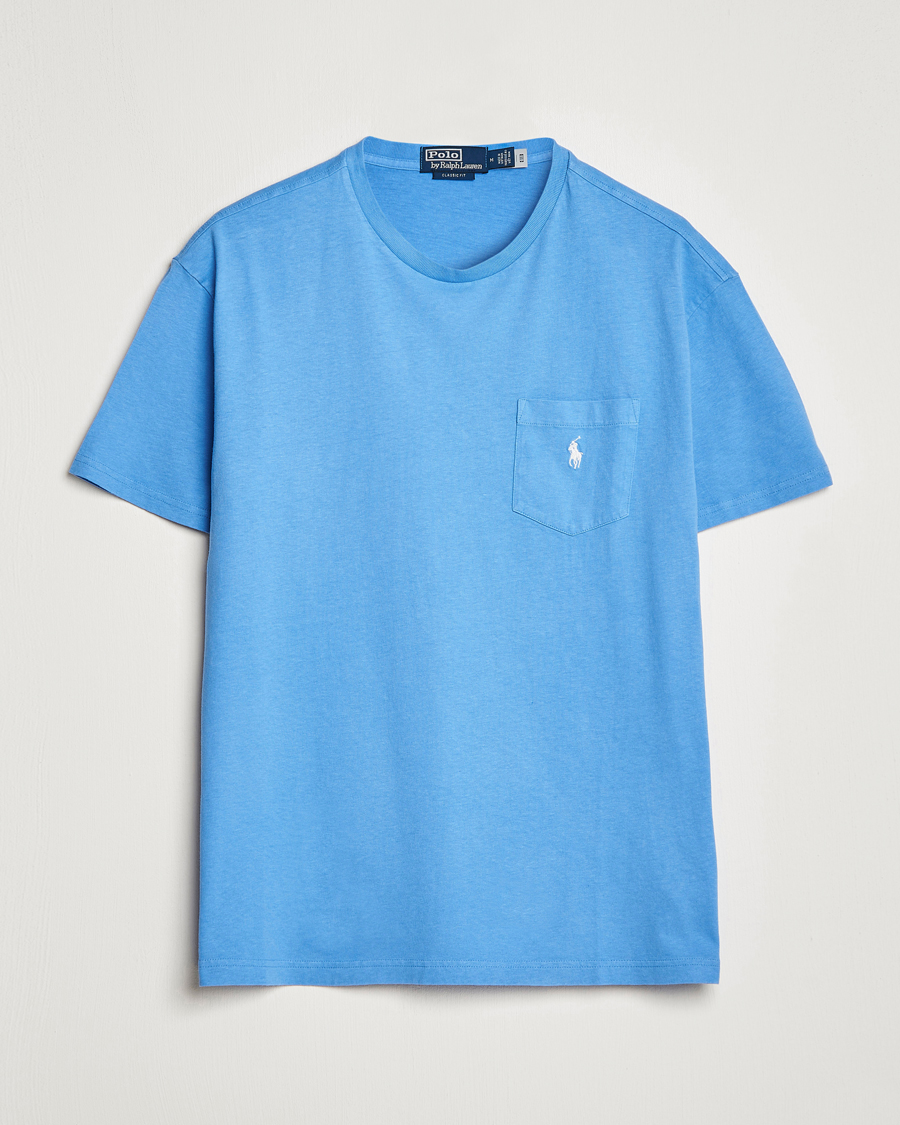 Herren | T-Shirts | Polo Ralph Lauren | Cotton/Linen Crew Neck T-Shirt Summer Blue