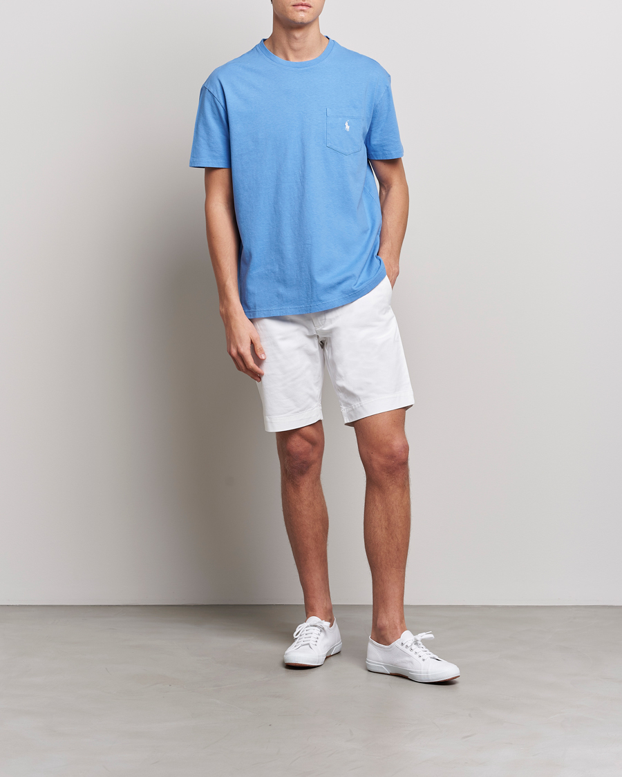 Herren | T-Shirts | Polo Ralph Lauren | Cotton/Linen Crew Neck T-Shirt Summer Blue