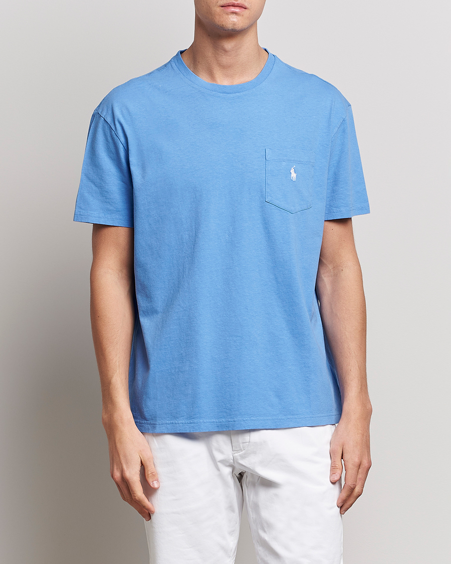 Herren | T-Shirts | Polo Ralph Lauren | Cotton/Linen Crew Neck T-Shirt Summer Blue