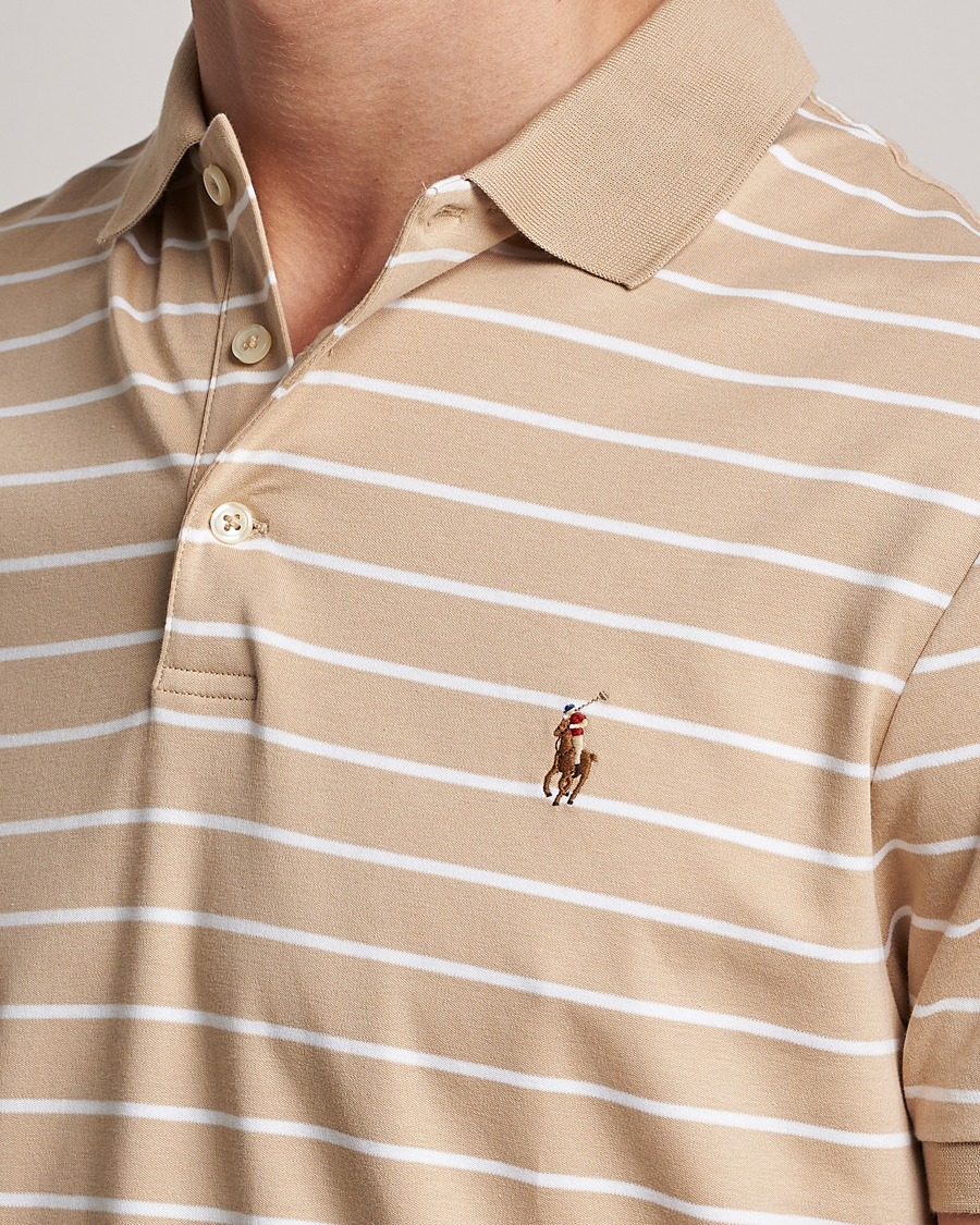 Herren | Poloshirts | Polo Ralph Lauren | Luxury Pima Cotton Striped Polo Sand Dune/White
