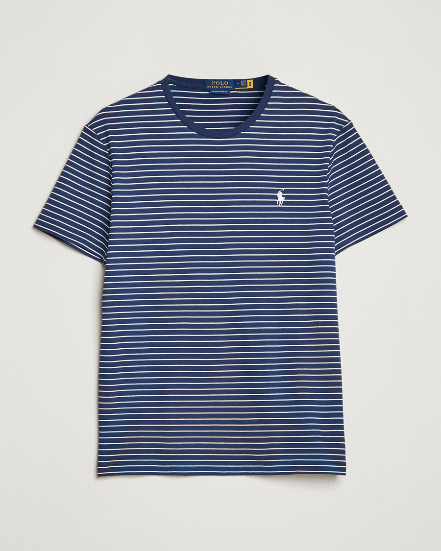 Herren | T-Shirts | Polo Ralph Lauren | Luxury Pima Cotton Striped T-shirt Navy/White