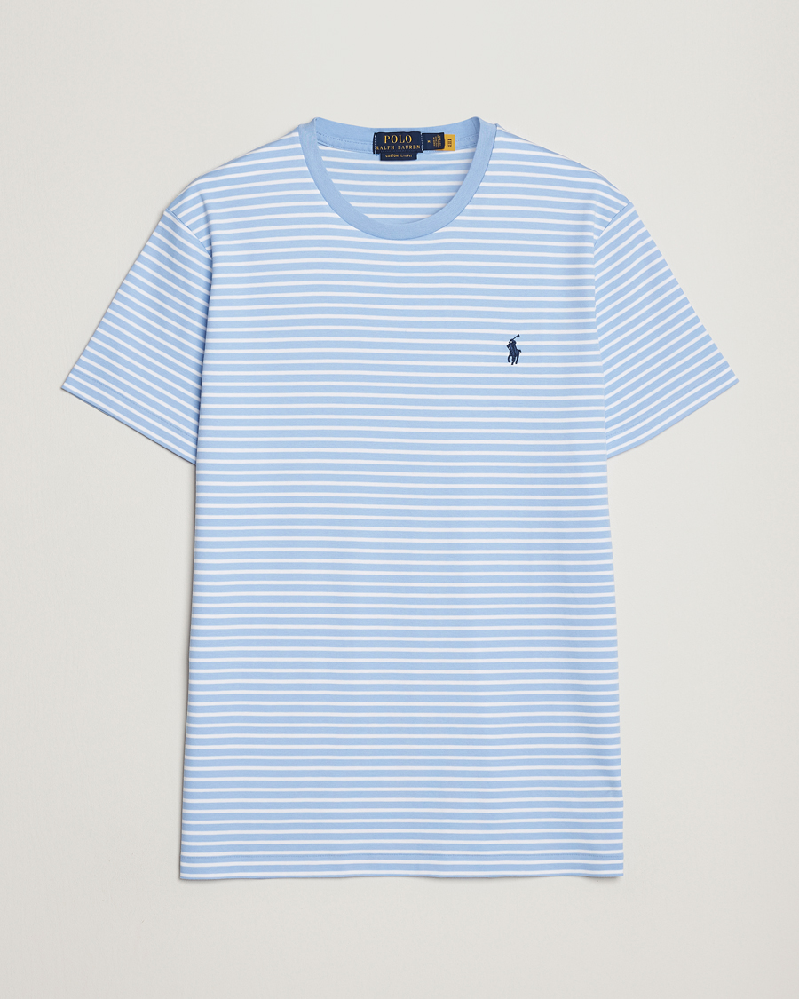 Herren | T-Shirts | Polo Ralph Lauren | Luxury Pima Cotton Striped T-shirt Blue/White
