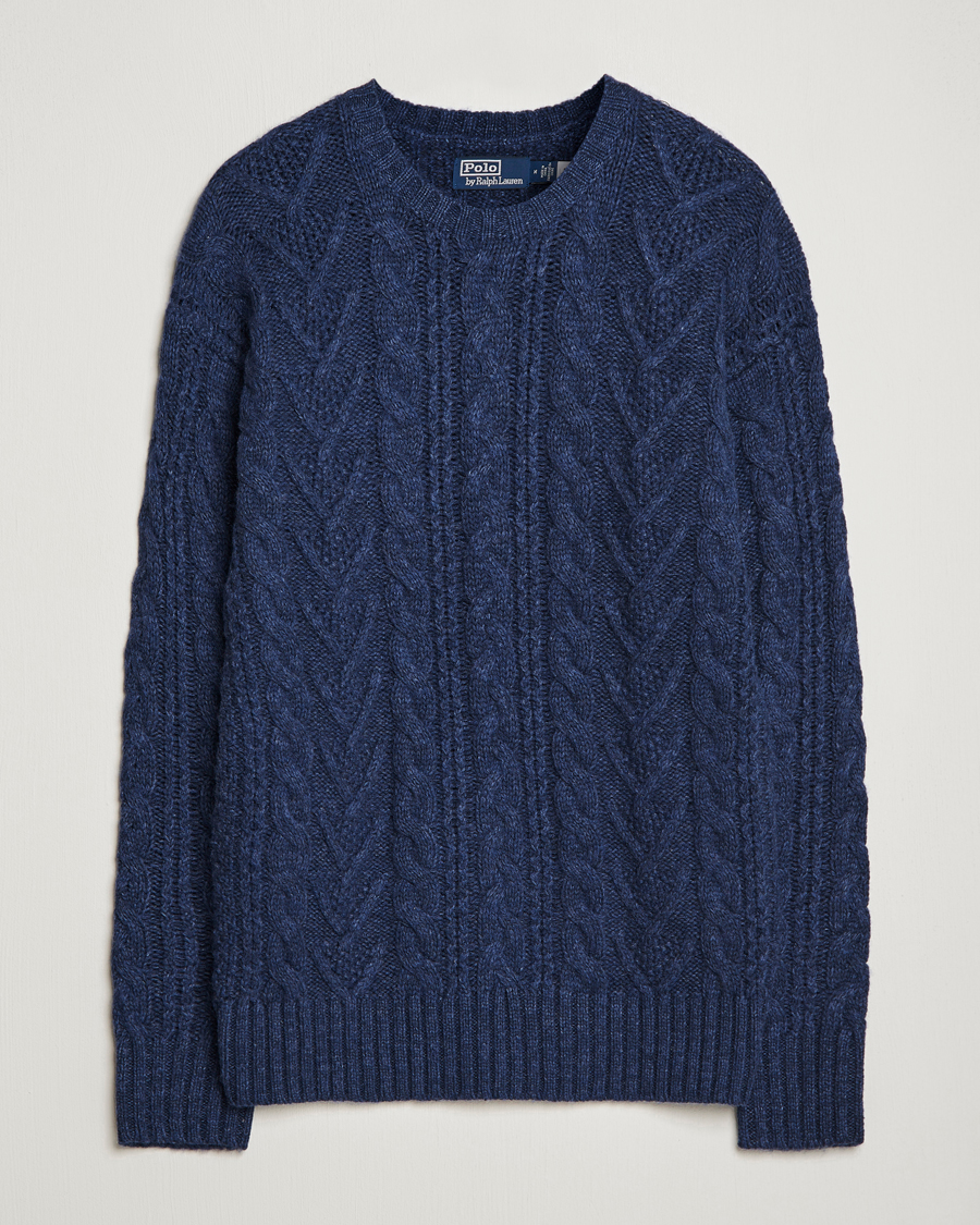 Herren | Pullover | Polo Ralph Lauren | Knitted Fishermen Sweater Mid Blue Heather