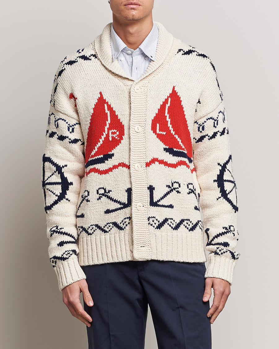 Herren | 60% sale | Polo Ralph Lauren | Knitted Fishermen Shawl Collar Cardigan Cream