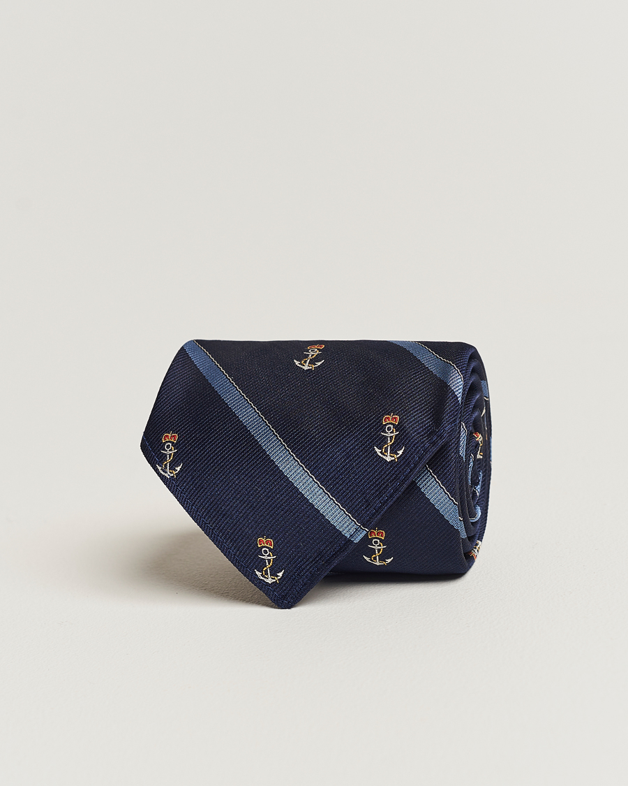Herren | Polo Ralph Lauren Vintage Striped Anchor Tie Navy/Blue | Polo Ralph Lauren | Vintage Striped Anchor Tie Navy/Blue
