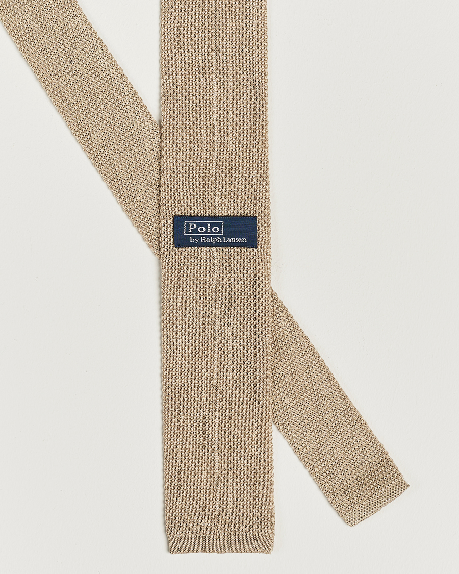 Herren | Polo Ralph Lauren Linen Knitted Tie Tan | Polo Ralph Lauren | Linen Knitted Tie Tan
