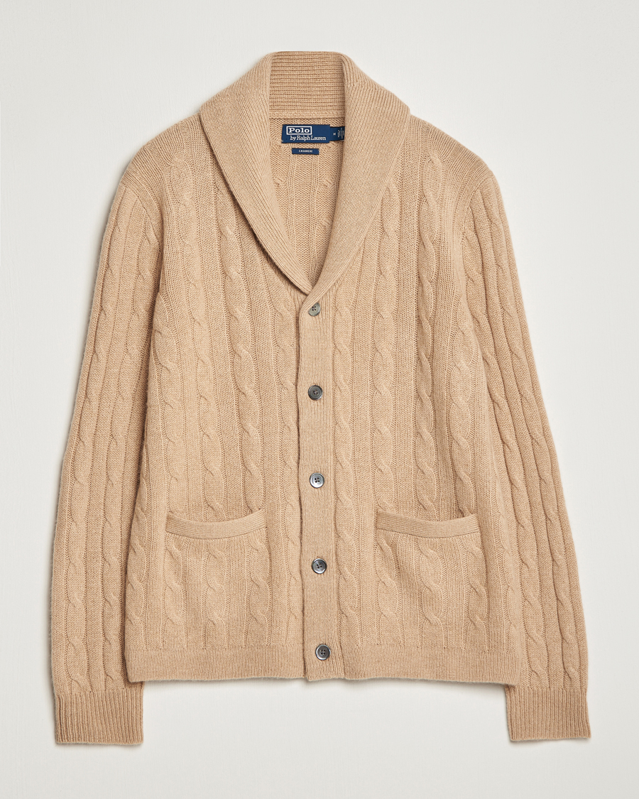 Herren | Pullover | Polo Ralph Lauren | Cashmere Cable Shawl Collar Cardigan Camel Melange