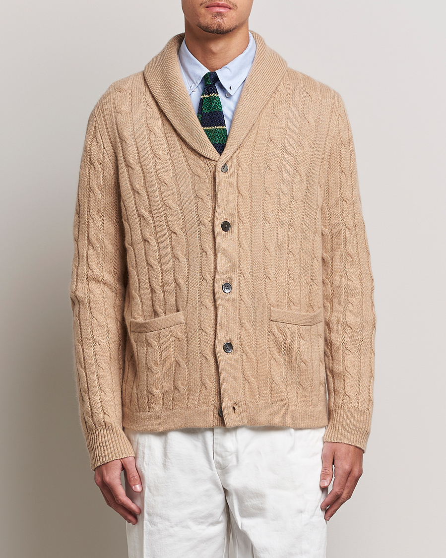 Herren | Pullover | Polo Ralph Lauren | Cashmere Cable Shawl Collar Cardigan Camel Melange