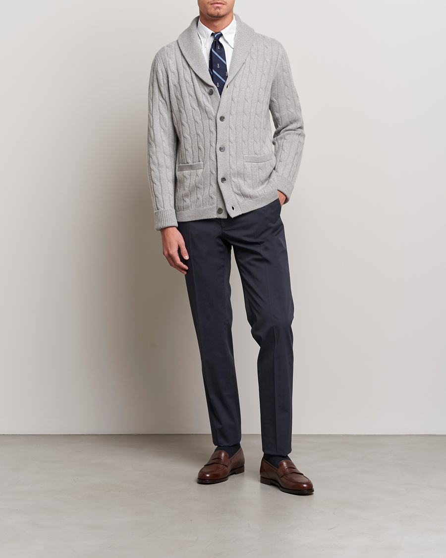 Herren | Pullover | Polo Ralph Lauren | Cashmere Cable Shawl Collar Cardigan Grey Heather
