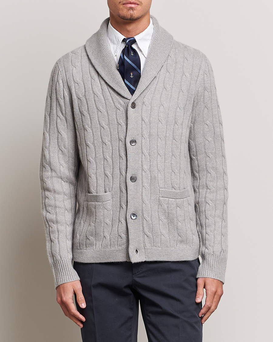 Herren | Pullover | Polo Ralph Lauren | Cashmere Cable Shawl Collar Cardigan Grey Heather